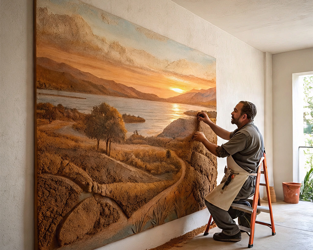 Terracotta mural sculpure